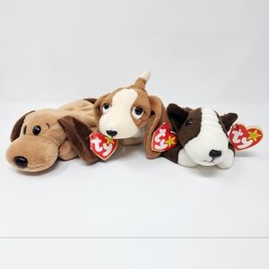 Ty Original Beanie Baby Puppy Dog Plush Lot Of 3
